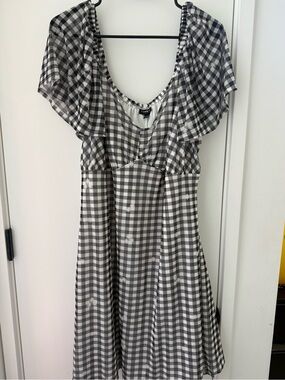 torrid Black and White Gingham Flutter-Sleeve Dress